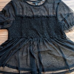 Sheer Tulle Peasant Top